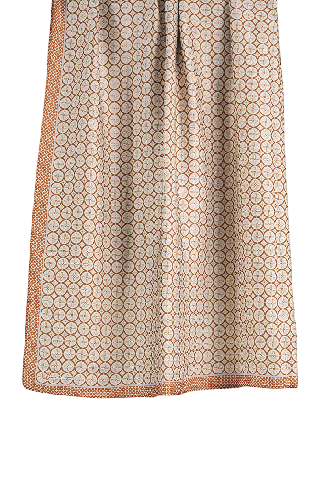 Geometria Sphere Printed Matte Satin Silk Square in Copper Beige